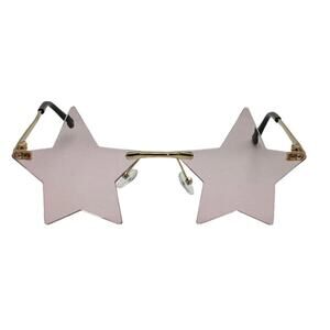 6077 | Pink Rimless Star Novelty Sunglasses